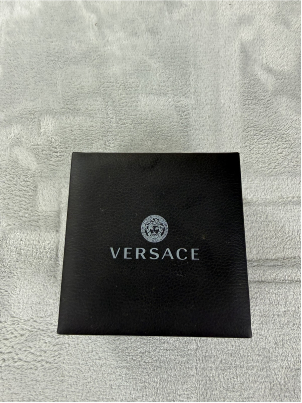 Versace Bracelet Gold Tone Chain ID Medusa Black Enamel Womens 6.5" W/Box Italy